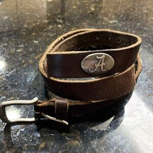 Zep pro-46-Brown-100% genuine leather, Alabama distressed, silver buckle belt.